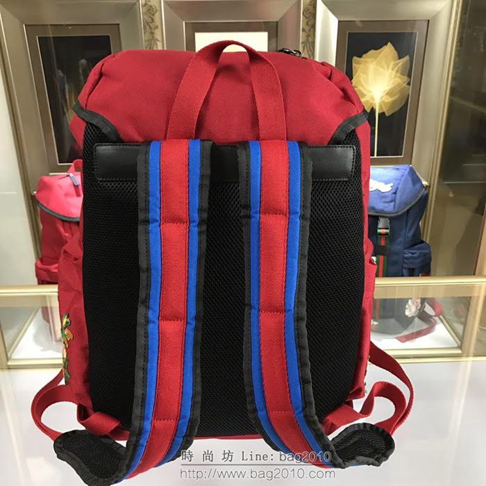GUCCI 古馳男包 新款 429037 Techpack 刺繡裝飾 古馳雙肩背包 紅色